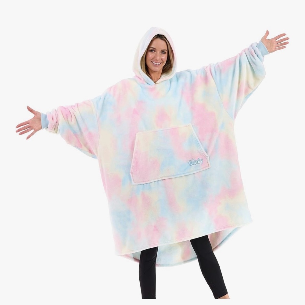 Cozychic Oversized Tie-Dye Teddy Hoodie - Pastel